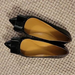 J. Crew Factory Emery black patent bow flats